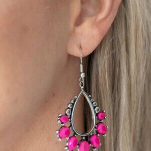 Paparazzi Jewelry Accessories - Flamboyant Ferocity - Pink Earrings - Vintage